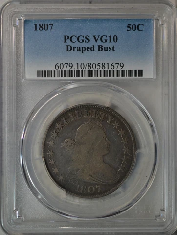 1807 Draped Bust half dollar, PCGS VG10..........Type Coin Company Cover