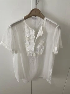 BRUNELLO CUCINELLI Damen Bluse mit Blütenapplikationen Gr. L - Bild 1 von 5