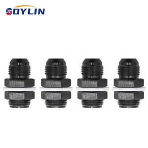 4Pcs 10 AN AN10 Flare Fuel Cell Bulkhead Fitting With Teflon Washer AN10 Black - Picture 1 of 13