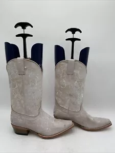 Shyanne Women's Lasy Floral Embroidered Western Boots White Size 9M - Picture 1 of 8