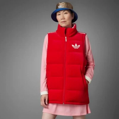 adidas Originals Womens Adicolor 70s Velvet Vest - Red - Image 1 of 4