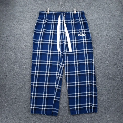 Indianapolis Colts Pajama Pants Women L Large Blue Plaid Sleepwear NFL Football Cover