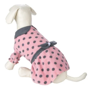 Pet Dog Puppy Winter Warm Polka Dot Soft Fleece Sweater Dress Clothes With Bow - Picture 1 of 18