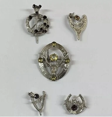 5 broches vintage de plata esterlina escoceses/celtas, Wishbone, Tara, ciervo años 50 Foto 1 de 4