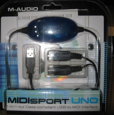 M-Audio MidiSport Uno 1-In/1-Out Cable USB MIDI Interface Mac PC New in Box - Image 1 of 2