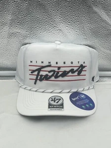 Minnesota Twins MLB '47 Brand White Script Hitch Rope Adjustable Snapback Hat - Picture 1 of 5
