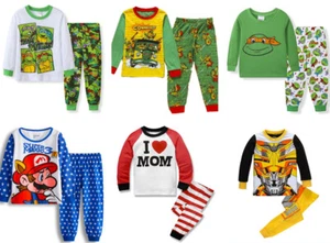 2Pcs Tops+Pants Kids Boys Ninja Turtles Pyjamas Sleepwear Pajamas Matching 1-8Y - Picture 1 of 14