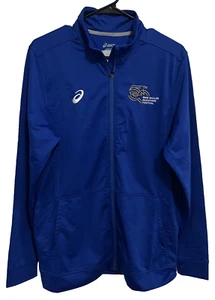 BMW DALLAS 50th Marathon Festival Men Blue Full Zip Long Sleeve Jacket L Asics - Picture 1 of 5