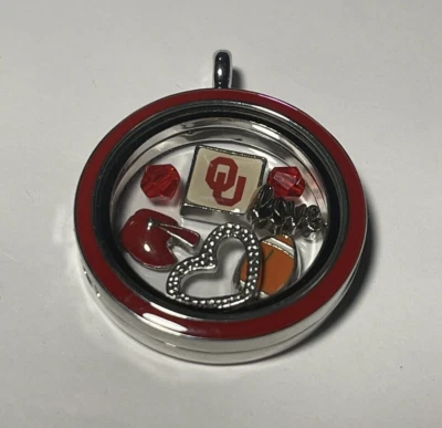Oklahoma Sooners NCAA Memory Charm Locket w/ 22 IN chain NEW - Image 1 of 3