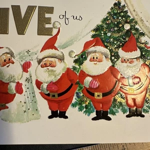 Vintage Weihnachtskarte Weihnachtsmann NUR VORNE MCM von den fünf von uns Mid Century Modern - Bild 1 von 3