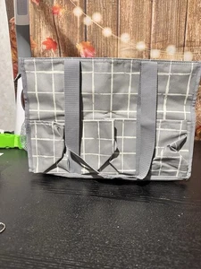 Thirty-One Zip-Top Borsa Utility Organizzativa con Stampa Check Indossata - Foto 1 di 9