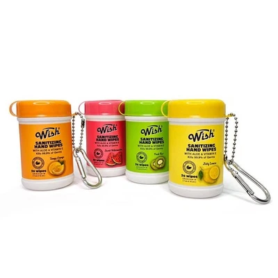 WISH Hand Sanitizing Wipes Keychain Assorted Scent Set of 4 - Image 1 of 4