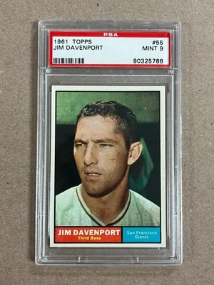 1961 Topps Jim Davenport #55 Gigantes de San Francisco graduado PSA 9 como nuevo Foto 1 de 2