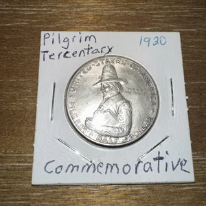1920 pilgrim tercentenary commemorative silver half dollar - Picture 1 of 2