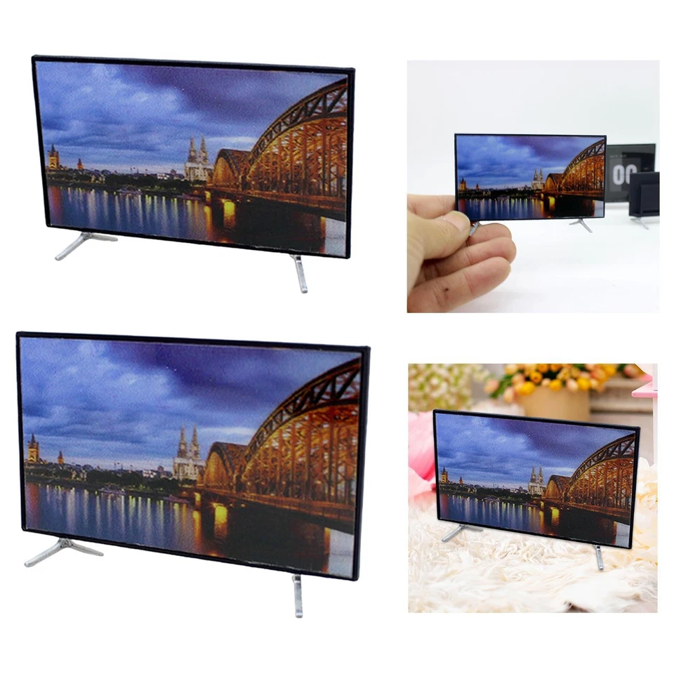 1/12 Casa delle bambole Televisione finta con supporto per camera da letto e - Immagine 1 di 1