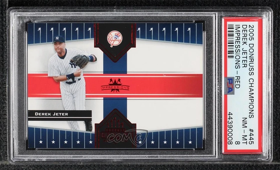 2005 Donruss Champions Red Impressions /250 Derek Jeter #445 PSA 8 HOF - Image 1 of 2