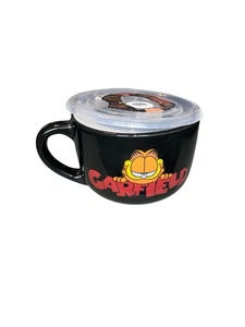 Nickelodeon  Garfield The Cat 24Oz Ceramic Soup Mug Vent Lid Collectible 2021 - Picture 1 of 10