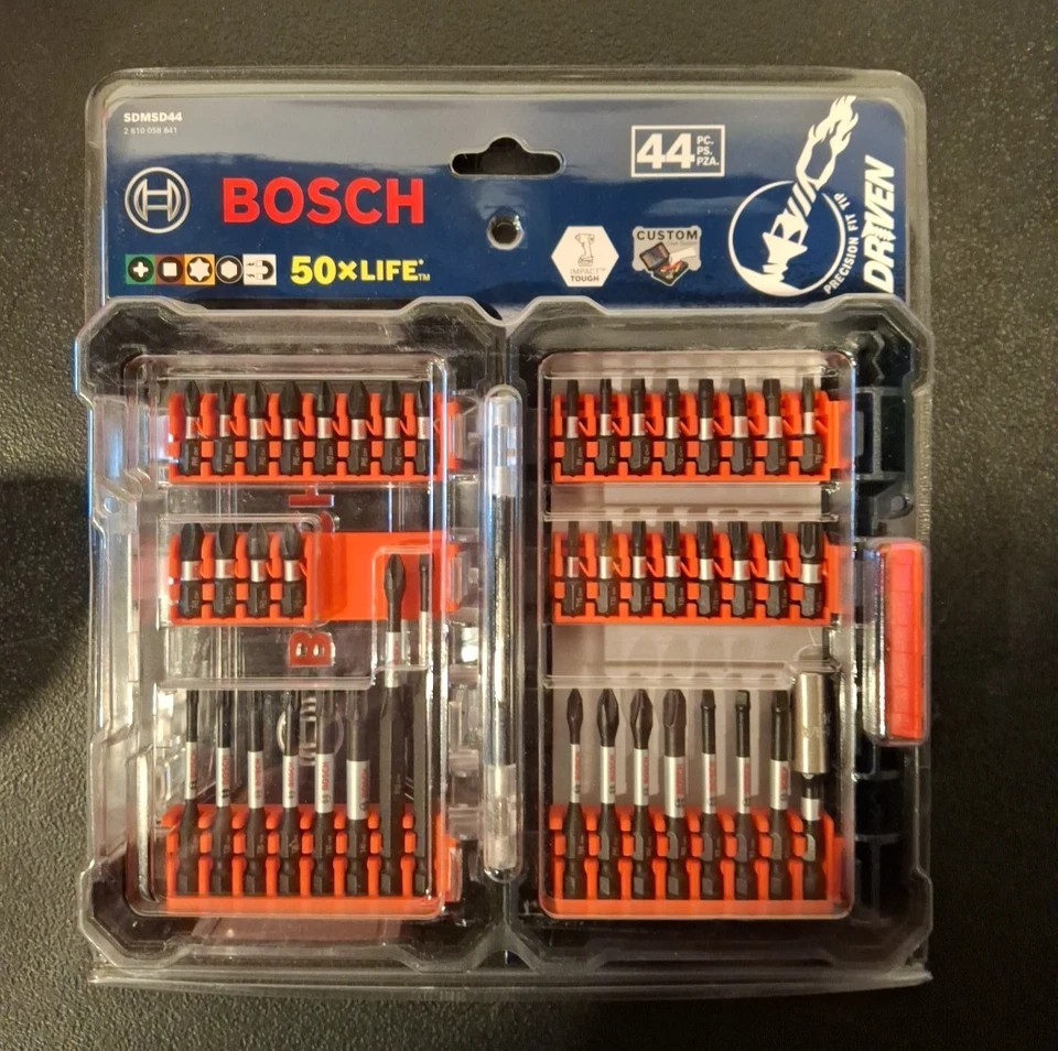 Bosch SDMSD44 Driven Impact Driver Bit Set 44 -Piece Custom Case Set