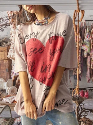 Algodón Patchwork Estilo Libre Corazón Hippie Boho Camiseta Top Blusa Camisa XL $125 Foto 1 de 4