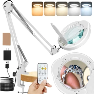 15X Lente di Ingrandimento con Luce e Morsetto, 5 Colori Stepless Dimmerabile LED Scrivania - Foto 1 di 7