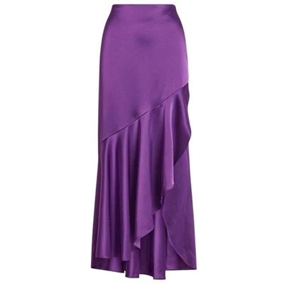 Maxi Falda Ralph Lauren Cascada Satén Nueva Violeta Talla 4 Foto 1 de 4