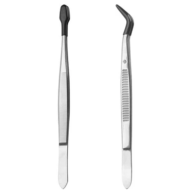 2pcs Tweezers with Rubber Tips,Tipped Tweezers Stainless Steel Stamp3653 - Image 1 of 4