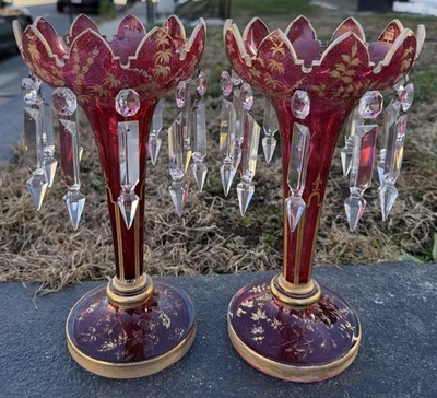 Потрясающий антикварный богемный мозер XIX в. из художественного стекла с блеском рубинового цвета - Изображение 1 из 4