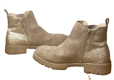 Steve Madden Beige Zippered Leopold Chelsea Ankle Booties Girls Size 4 - Image 1 of 4