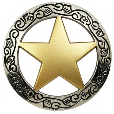Conchos Texas Ranger Gold Star de 1-1/2" plateados grabados en el oeste de 10 piezas con tornillos traseros Foto 1 de 2