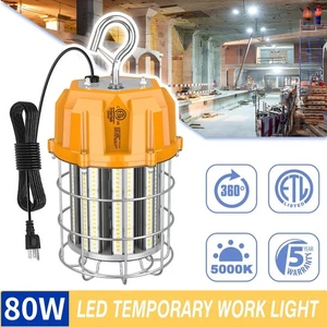 80W LED Temporary Work Light Construction Jobsite Hanging Lights 5000K Daylight - Picture 1 of 11