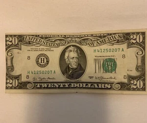 1977 $20 Dollar Bill Currency ST LOUIS BORDER ALIGNMENT ERROR REVERSE NORMAL - Picture 1 of 12
