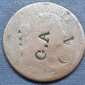 1798 Draped Bust Large Cent 1c Circulated Counterstamped "CA" #74239 - Picture 1 of 2