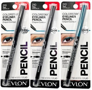 3 Pack Revlon ColorStay 24HR Waterproof Eyeliner Pencil 210 Teal - Picture 1 of 7