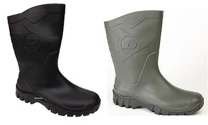 Herren Damen Dunlop Hevea schwarz grün kurze halbe Gummistiefel weite Wade neu  - Bild 1 von 7
