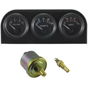 3 x Zusatzinstrument mit Halter Kühlmittel Wasser Temperatur Öldruckanzeige Volt - Bild 1 von 6