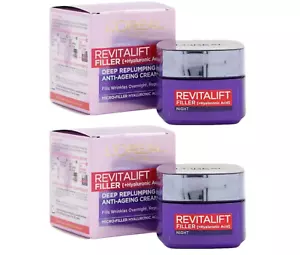 50ml L'Oreal Revitalift Filler Deep Replumping Anti Ageing Night Or Day Cream - Picture 1 of 14