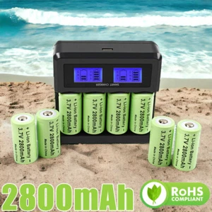4/8x 2800mAh Akku CR123 CR123A CR123R Lithium -ion 3.7V Rechargeable Batterie DE - Bild 1 von 15