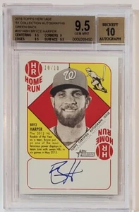 2015 Topps Heritage BRYCE HARPER/10 BGS 9,5 10 Auto Autogramm '51 grüne Rückseite - Bild 1 von 3