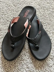 Flojos Womens Size 8 Black Pink Flip Flop Thong Sandals - Picture 1 of 9