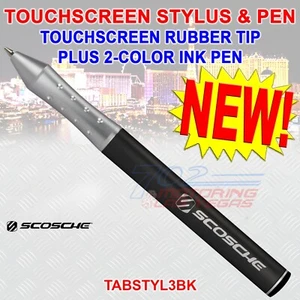 NEW SEALED SCOSCHE TOUCHSCREEN STYLUS & TWO COLOR BLACK RED INK PEN TABSTYL3BK - Picture 1 of 2