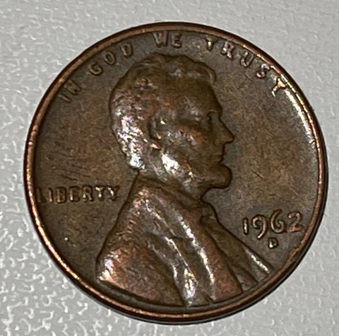 1962 D mint mark penny very rare Double Die Obverse Cover