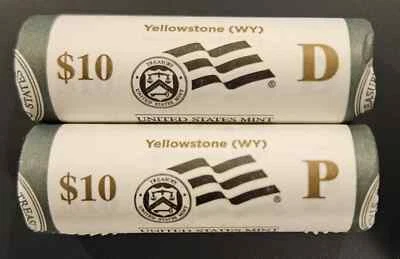 2010 P & D U.S. MINT ATB YELLOWSTONE (WY) QUARTER 2 ROLLS UNC Total 80 coins - Image 1 of 3