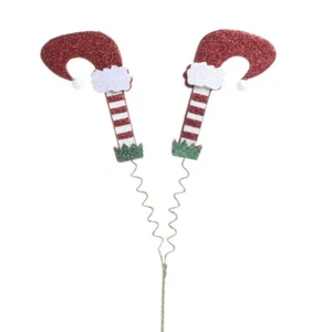 Set of 4 Festive and Whimsical Glittered Elf Legs Christmas 16-3/4" Floral Picks - Picture 1 of 4