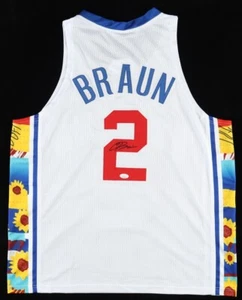 Christian Braun Signed Kansas Jayhawks Jersey (JSA) Denver Nuggets 1st Round Pck - Picture 1 of 5
