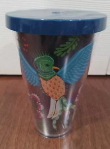 Starbucks Quetzal Bird of Paradise Floral Blue Cold Cup 16 oz Tumbler - No Straw - Picture 1 of 6