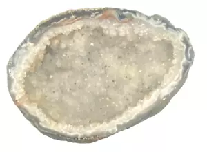 BELLISSIMO VASSOIO O PIATTO PORTAGIOIE GEODE PIETRA AGATA, BIANCO, IDEALE 6" (L), 1,3 libbre vg - Foto 1 di 5