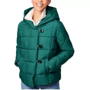 Bernardo Box Quilt Puffer Jacket Coat Emerald Green S - Picture 1 of 16