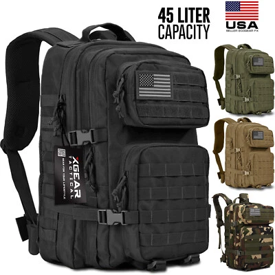 45L Large Military Tactical Backpack Army Molle Bag Rucksack 3 Day Assault Pack - Image 1 of 4