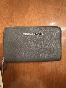 MICHAEL KORS JET SET PICCOLA CUSTODIA CARTA PELLE GRIGIO HEATHER NUOVA CON ETICHETTE MK AUTENTICA CARINA - Foto 1 di 5