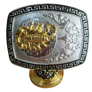 Fibbia western Scorpione argento nero tono oro moda cowboy Hebillas Vaqueras - Foto 1 di 2